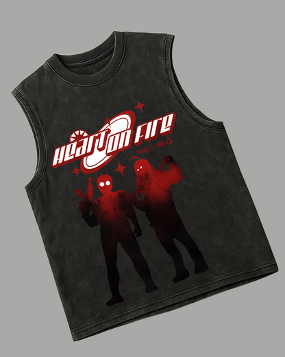 Heart on Fire – Acid Wash Oversized Tank